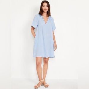 Old Navy Light Blue Crinkle Gauze Short Sleeve Swing Dress Size XL NWT Beach